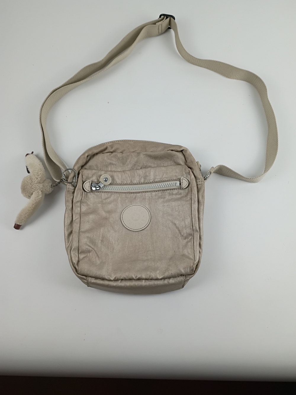 Kipling Taupe Crossbody Bag with Monkey Charm